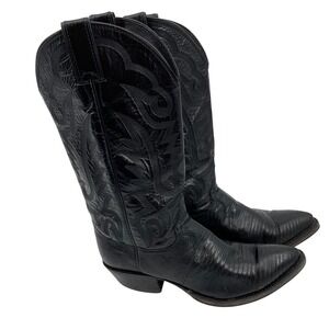Justin Style 8105 Black Lizard Print Leather Cowboy Western Boots Mens Size 8.5D